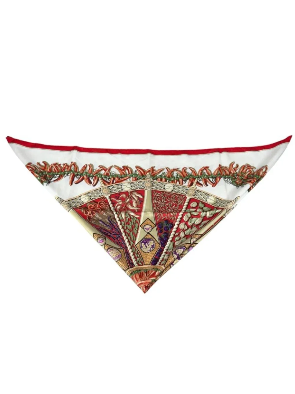 Hermes Carre 90 Aux Pays Des Epices Silk White Scarf